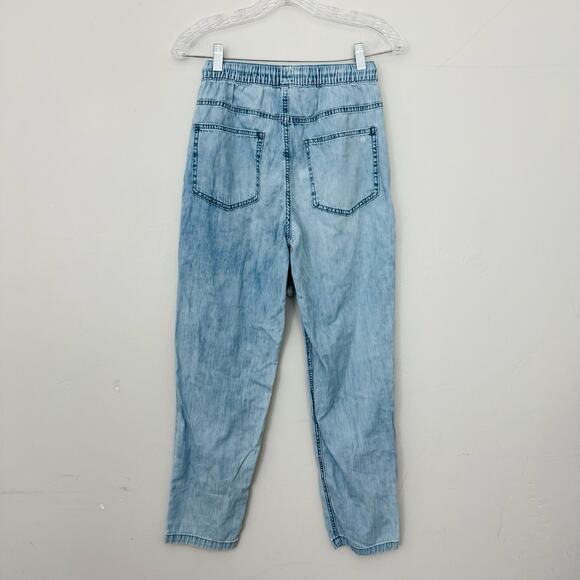 Aerie Denim Blue Jean Straight Leg Drawstring Pants Women’s Size XS - Picture 5 of 8